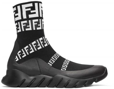 fendi black forever fendi knit high-top sneakers sole|Fendi Knit High Top Sneakers on SALE .